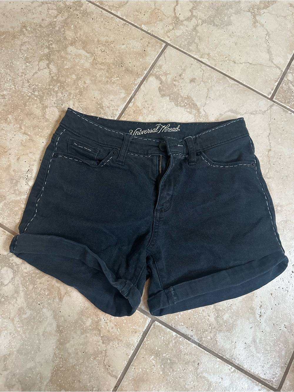 Universal Thread Black Roll-Cuff Women's Denim Shorts